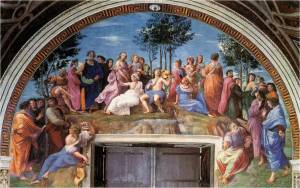 Rafael Sanzio – O Parnasso1509-10Afresco, base 670 cm Stanza della Segnatura, Palazzi Pontifici, Vaticano 