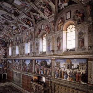 Capela Sistina1473 – 1483 40,93 x13,41 m Afrescos murais: 1475 – 1483 Perugino Rosselli Ghirlandaio Botticelli Perugino 