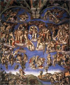 Michelangelo Buonarroti (1475 -  1564) Juízo Final1537-41 Afresco, 1370 x 1220 cm  Cappella Sistina, Vaticano.