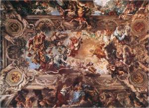 PIETRO DA CORTONA (1596, Cortona, 1669, Roma)  Teto do salão do Palácio Barberini Roma  1633 - 39 